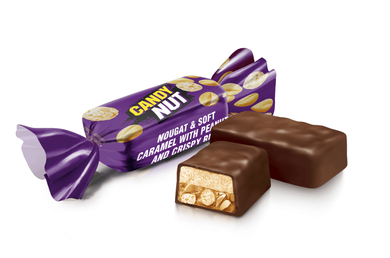 Конфеты глазированные Roshen Candy Nut Нуга и мягкая карамель с ...