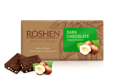 Упаковка шоколада Roshen Чёрный с дробленым лесным орехом 56% 90 г х 22 шт