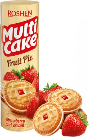 Упаковка печенья Roshen Multicake Strawberry Cream 180 г х 28 шт