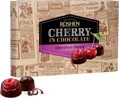 Упаковка конфет Roshen вишня с шоколадным ликером 152 г х 10 шт