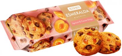 Сдобное печенье Roshen Есмеральда с абрикосом и кусочками шоколадной глазури 150 г