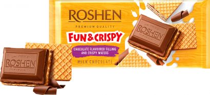 Упаковка шоколада Roshen Молочный с шоколадной начинкой и вафлей 105 г х 17 шт - Фото 2