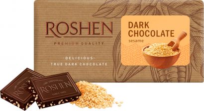 Упаковка шоколада Roshen Чёрний с сезамом 90 г х 22 шт