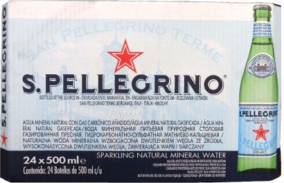 Упаковка минеральной газированной воды S.Pellegrino 0.5 л х 24 бутылки