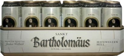 Упаковка пива Sankt Bartolomaus Hefeweizen светлое нефильтрованное 5.2% 0.5 л x 24 шт - Фото 1