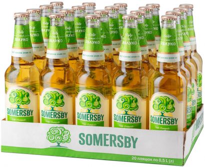 Упаковка сидра Somersby Яблочный 4.7% 0.5 л x 20 шт