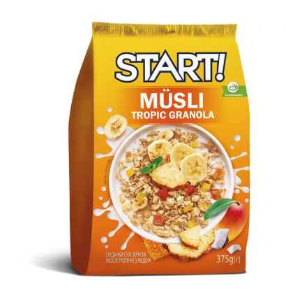 Упаковка мюслей Start тропические с медом 375 г х 12 шт