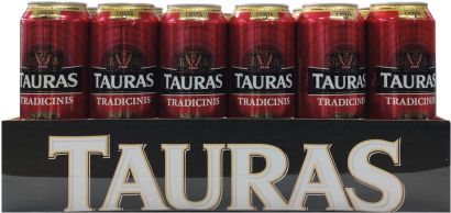Упаковка пива Tauras Tradicinis светлое фильтрованное 6% 0.568 л x 24 шт