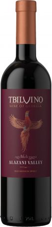 Вино Tbilvino Алазанская долина красное полусладкое 0.75 л 11.5%