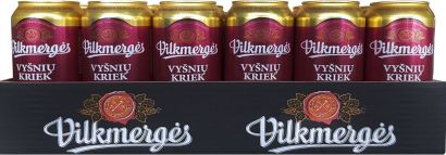 Упаковка пива Vilkmerges Kriek Cherry kriek темное фильтрованное 5% 0.5 л х 24 шт.