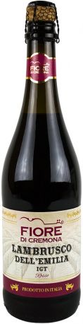 Вино полуигристое Vinicola Decordi Fiore di Cremona Lambrusco Dell`Emilia IGT Rosso полусладкое красное 0.75 л 8%